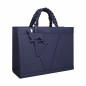 Preview: Handbag made of  calfskin with braided handles dark blue